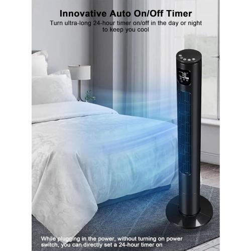 46 Tower Fan With Remote, 28ft/s Fan for Bedroom with 24 H Timer, 120° Oscillating Fan with 3 Speeds, 3 Modes, Portable Standing Bladeless Fans that Blow Cold Air for Room Home Office