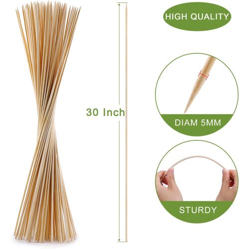 Set of 120 PCS Bamboo Marshmallow Roasting Sticks, SMores Skewers for Fire Pit, Extra Long 30 Inch Heavy Duty 5mm Thick Wooden SMores Sticks for Open Fire Pits Roaster Barbecue Hot Dog Camping Kebab Sausage
