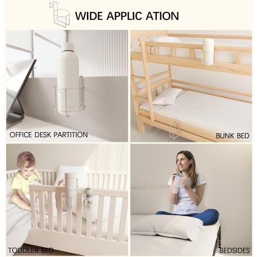 Cup Holder for Bed (Diameter: 4.1IN) Drink Holder Water Bottle/Glass Organizer for Wood Dorm Room Bunk Bed Crib, Metal Toddle Bed,Loft Bedside, Headbed, Car,Office Desk Partition