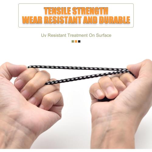 30 Pack Ball Bungee Cord, Heavy Duty Bungie Cord Balls (6,Black/Orange)