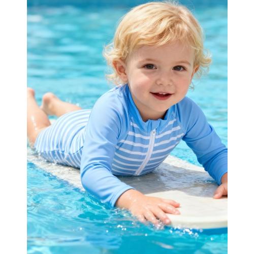 uideazone Baby Toddler Boys Zipper Rash Guard Swimsuit UPF 50  One Piece Beach Swimwear Bathing Suits 3-36 Months