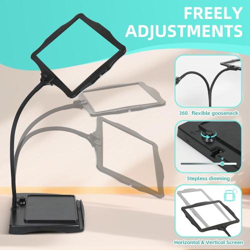 Large Hands Free Magnifying Glass with Light 50 Ultra-Bright LEDs Neck Magnifier Hands Free with Light Horizontal and Vertical Screen with Flexible Goose Neck Loop for Seniors