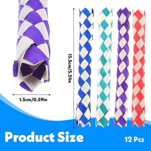 DIVINA VITAE 24 Pcs Chinese Finger Trap Classic Wooden Finger Trap Colorful Chinese Wooden Chinese Finger Traps Bird Chew Finger Trap Cool Birthday Party Favors Goodie Bag Stuffers (4 Colors Random)