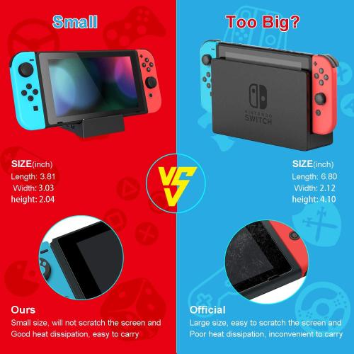 Docking Station for Nintendo Switch/Switch OLED, Ponkor Charging TV Dock, Portable Adapter Charger with USB 3.0 for Nintendo Switch Dock(No Cords)