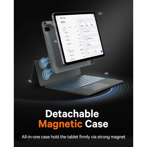 CHESONA Rugged Keyboard Case for iPad (A16) 11th 2025/10th Generation 10.9-inch 2022, Smart Trackpad, 15°-180° Adjustable, Portrait/Landscape, Magnetic Backlit Keyboard for iPad (A16) 11th/10th, Grey