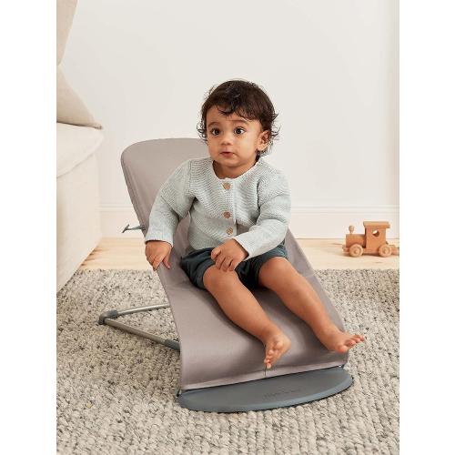 BabyBjörn Bouncer Bliss, Sand Gray, Woven, Classic Quilt | 2-in-1 Adjustable Baby Bouncer Seat and Toddler Chair, Newborn to Toddler (8-29 lbs), 4 Positions, Lightweight & Portable