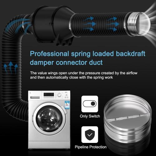 [Upgraded] Hon&Guan 10 Inch Duct Backdraft Damper, One-Way Airflow Ducting Insert Backflow Preventer Duct Draft Blocker, HVAC Inline Fan Vent