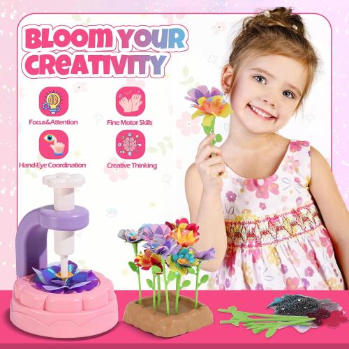 R RUCKERCO Flower Bouquet Craft Kits, DIY Arts and Crafts for Kids 4-6-8,Kids Crafts and Toys for Girls Toddler Activities Girl Art, 4 5 6 7 8 Year Old Girl Birthday Gifts Ideas Gifts for Girls 8-12