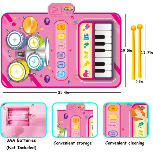 Toys for 1 Year Old Girl Gifts,2 in 1 Piano Mat Montessori Toys for 1 2 Year Old Girl,Educational Musical Toy First Birthday Gifts for 1 2 3 Year Olds Girls,Christmas Stocking Stuffers for Toddler