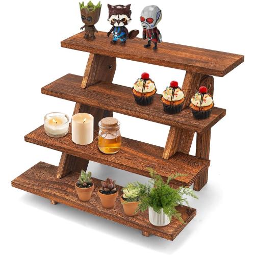 Manspdier Wooden Display Stand Wood Cupcake Stands Tool Free, Rustic Risers for Display Ideal Craft Funko Pop Shelves Table Display Stand for Vendors Wood Riser