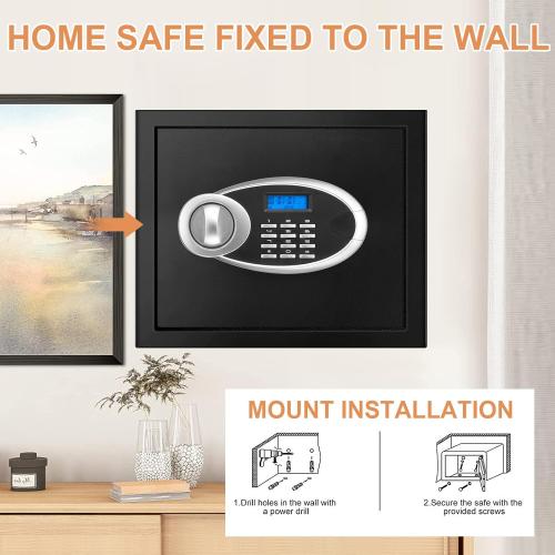 1.6 Cuft Fire proof Safes for HOME USE, Anti-Theft Digital Personal Security Safety Box with Electronic Keypad and Spare Keys, Home Safes Fireproof Waterproof for Money Medicine Document Valuables