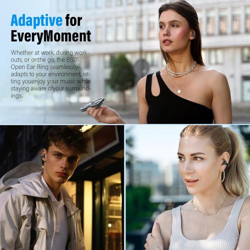 Clip On Ear buds, Open Ear Headphones, Bluetooth 5.4 HiFi Stereo Clip Earbuds, 42H, LED Display Wireless EarBuds, Comfortable Lightweight, IP7 Waterproof Earphones, Earbud for Workout Running, Black