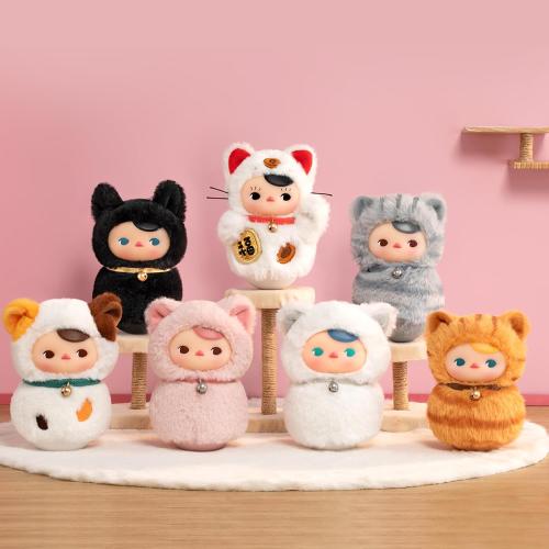 POP MART PUCKY Roly-Poly Kitty Series-Vinyl Plush Blind Box, 6PCs PUCKY Blind Box Figures, Random Design Action Figures Collectible Toys Home Decorations, Holiday Birthday Gifts,Whole Set