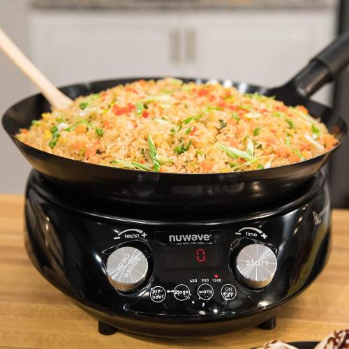 Nuwave Induction Wok, 3 Wattages 600, 900 & 1500, Precise Temp Controls from 100°F to 575°F in 5°F, Infuse Complex Charred Aroma & Flavor, Authentic 14-inch Carbon Steel Wok Included, Wok Hei‼️light dirt‼️
