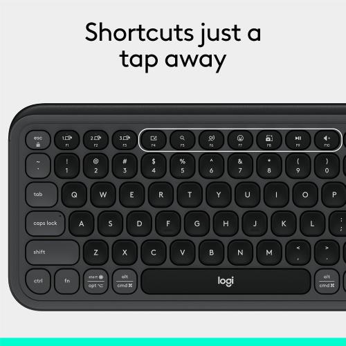 Logitech POP ICON Keys Wireless Bluetooth Keyboard, Comfortable Typing, Programmable Keys, Easy-Switch Between up to 3 Devices, for Laptop, Tablet, PC – Graphite and White