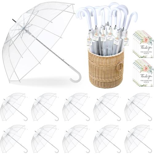 Wedding Favors for Guest Umbrella Gifts Bulk 52 Inch Large Dome Rain Windproof Stick Umbrellas with Thank You Tags and Rope Guest Souvenirs for Wedding Party Bridal Favors