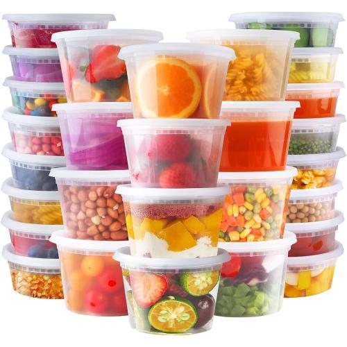 Deli Containers with Lids 50 Sets - Pint Plastic Soup Containers 16oz 8oz Clear Food Storage Containers with Lids Leakproof, Reusable Take Out for Restaurant, Microwave/Freezer/Dishwasher Safe