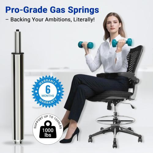 17 Inches-27 Inches Extra Long Gas Lift Cylinder Tube for Bar Stool - 10'' Stroke, Heavy Duty 1000lbs Class 4 Hydraulic Pneumatic Cylinder Shock Piston Fit for Sinking Drafting Chair