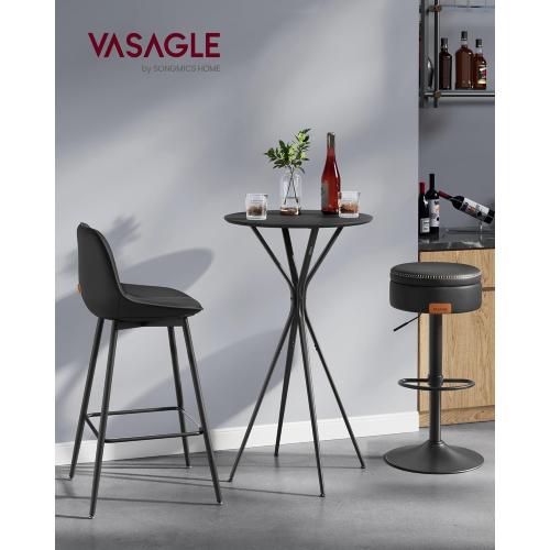 VASAGLE Bar Table, Round Cocktail High Top Pub Bistro Table for Events Party, Kitchen Dining, Home Bar, 23.6 x 23.6 x 41.3 Inches, Sturdy Metal Frame, Modern Style, Easy to Assemble, Black