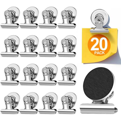 20 Pack Fridge Magnet Refrigerator Magnets, Strong Magnetic Clips, Heavy Duty Clip Magnets for Photo Displays, Whiteboard Magnets for Home, Office, Classroom, Job Ticket Holders