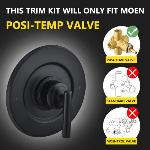 Replacement for Moen T2901BL Gibson Posi-Temp Valve Trim Kit, Matte Black