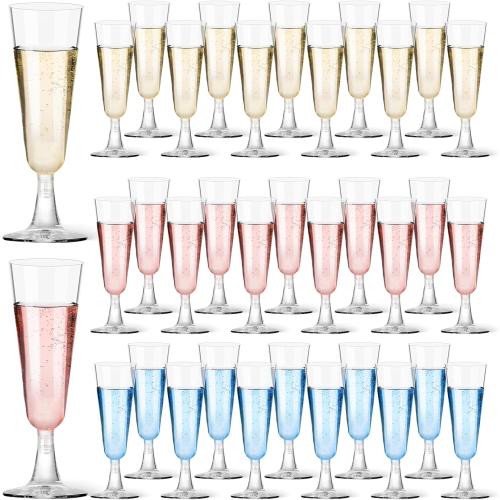 Plastic Champagne Flutes Clear Disposable Plastic Champagne Glasses, Wine Glasses Cups for Wedding Celebration Birthday Party Valentines Wine Tasting New Years Eve Party Supplies
