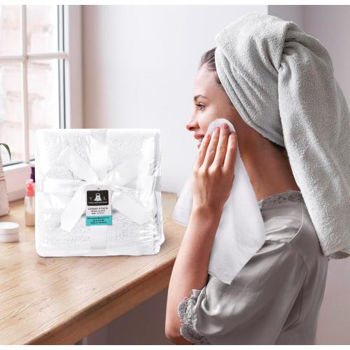 Towel and Linen Mart 100% Cotton- Wash Cloth Set -Pack  of 6,Quick Dry,Luxurious,Absorbent,Soft Feel Spa & Hotel Perfect for Daily Use (12X12 White)