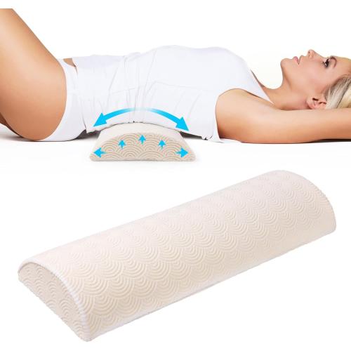Cozyhealth - 3.15H*23.6L - Soft Lumbar Pillow for Sleeping, Memory Foam Back Lumbar Support Cushion for Lower Back Pain Relief Bed Waist Sleep Support Pillow for Side, Back Sleepers (White, Large)