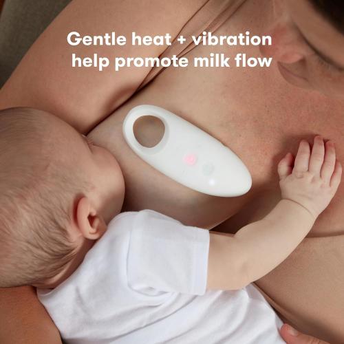 Frida Mom 2-in-1 Lactation Massager, Multiple Modes of Heat   Vibration for Clogged Milk Ducts, Increase Milk Flow, Breast Engorgement - USB Cord Included, White