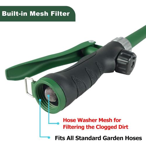 Heavy Duty 28 Inch Watering Wand with Pivoting Head, Adjustable Garden Hose Water Sprayer Wand with Ergonomic Handle, Spray 6 Watering Patterns, Perfect for Watering Seedling Beds, Flowers