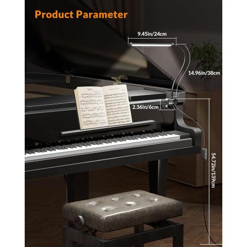 LEPOWER Led Clip on Light, 5W Reading Lights for Books in Bed with Gooseneck, Adjustable Color Temperature Clip Lamp, Ideal for Bedtime Reading and Piano Light, Metal, Black