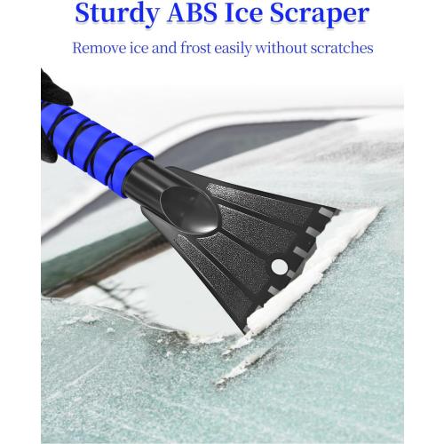 HEEYA Car Scraper with 12.6 Inch Large Brush Head, Extendable Snow Scraper for Windshield Window, Snow Brush and Ice Scraper for SUV Truck Automobile Vehicle - Blue