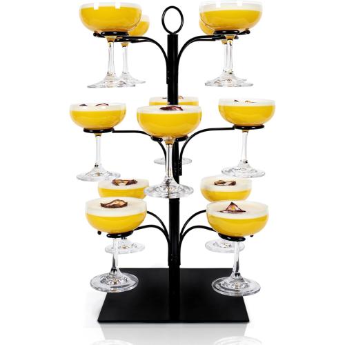 Cocktail Tree Stand - Holds 12 Glasses, Compatible with Champagne Glasses up to 9 Tall - Drink Tree and Champagne Tower Stand - Hosting Essentials