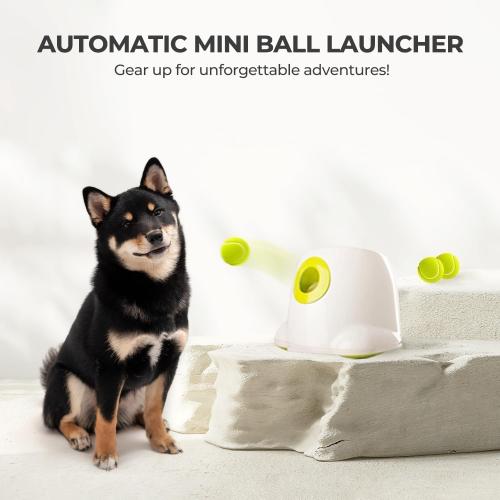 Automatic Dog Ball Launcher, Interactive Fetch Toy for Small to Medium Dogs, Pet Thrower Machine for Indoor & Outdoor Play, 3 Pcs 2-Inch Balls Included