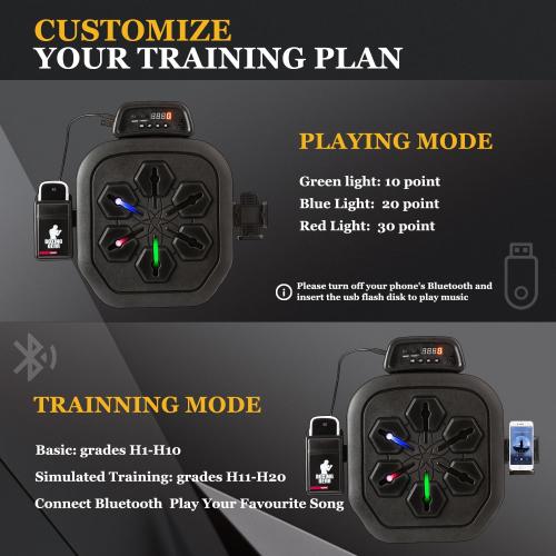Smart Music Boxing Machine, Bluetooth Boxing Punching Game, Musical Workout Equipment, Wall Mount Home Trainning Boxing Target for Adult Kids with Storages, Gloves, Wristband