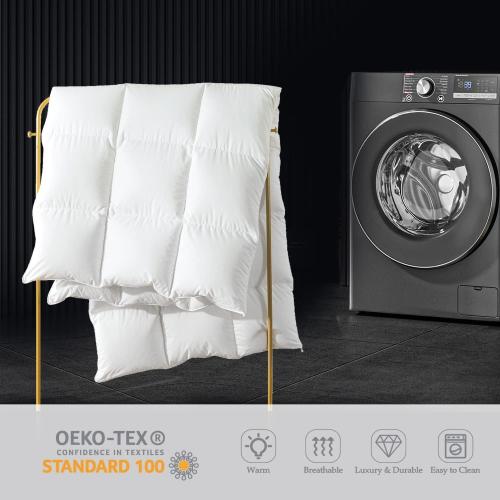 Comforter,Filled with Feather and Down Fiber, All Season White Luxury Bed Comforter,Ultra Soft 100% Cotton Duvet Insert,King Size 106x90