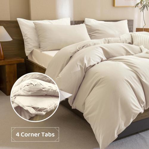 Sanracie Cotton Comforter King Size,Solid Color Bedding Comforter Set Linen Feel Textured 3 Pieces(1 Wheat Bed Comforter   2 Pillowcases) Soft Lightweight Neutral King Bedding All Season