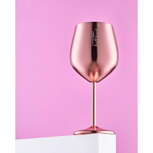 Gusto Nostro Stainless Steel Wine Glass - 18 oz - Unbreakable Rose Gold Wine Glasses for Travel, Camping and Pool - Fancy, Unique and Cool Portable Metal Wine Glass for Outdoor, Picnics (Set of 2)
