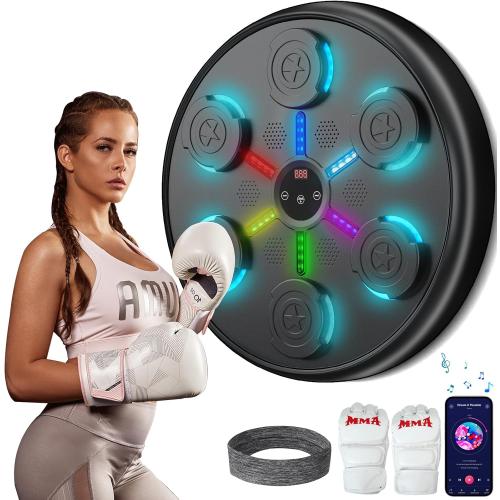 Music Boxing Machine, 2025 Upgrade Workout Machine for Adults Women Kids, Smart Bluetooth Boxing Music Trainer, Wall Mounted Musical Punching Pad