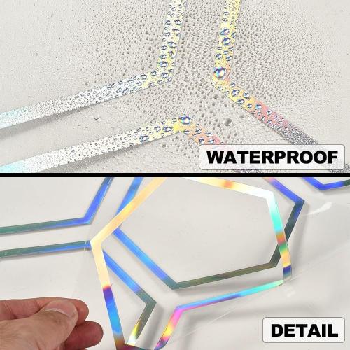 48 Grids Honeycomb Hexagon Pattern Car Vinyl Stickers Racing Sports DIY Decal Self-Adhesive Auto Side Door Stickers Car Exterior Decoration Accessories (Holographic Laser, 33.46 x 78.74)