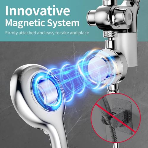 10 Rainfall Shower Heads with Handheld Spray Combo High Pressure, Magnetix Shower Head with Filters for Hard Water, 2 in 1 Dual Shower Head with Handheld and Adjustable Slide Bar (Chrome)