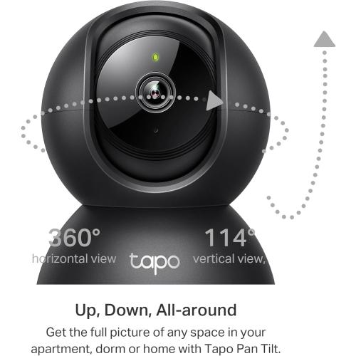 Tapo TP-Link 2K Pan/Tilt Indoor Security Camera for Baby Monitor, Pet Camera, Motion Detection & Tracking, 2-Way Audio, Cloud & SD Card Storage, Works w/Alexa & Google Home, Black, C211(2-Pack)