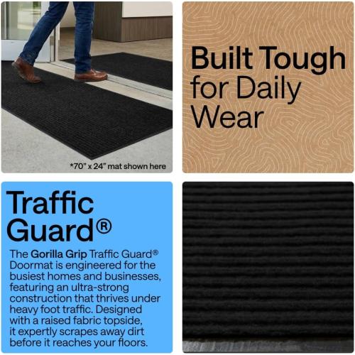 GORILLA GRIP Waterproof Traffic Guard Door Mat, Indoor and Outdoor Heavy Duty Entryway Mats, Strong Backing Commercial Utility Rugs, Office Hallway, Garage and Patio, Low Profile Runner,
