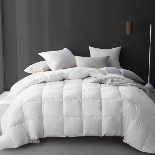 Feather Down Fiber Comforter King Size, 100% Cotton Ultra Soft Duvet Insert King, Hotel Hypoallergenic Extra Warmth Bedding Comforter, White 106x90 Inch