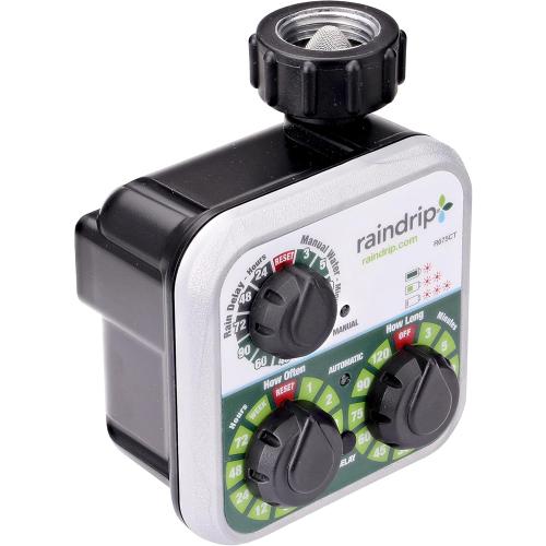 Raindrip R675CT Analog 3-Dial Water, Sprinkler Timer with Rain Delay for Drip Irrigation, Garden, Self-Watering