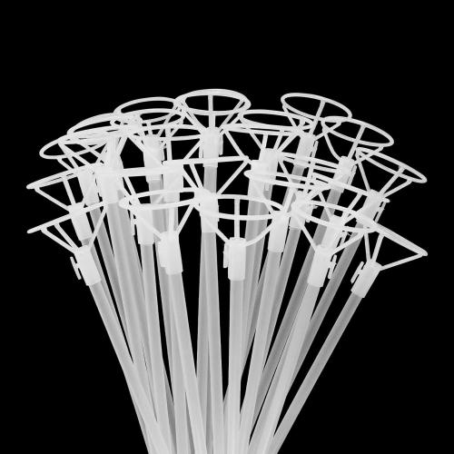 32 Sets Large Balloon Sticks with Big Cups, 15in Thickened Long Clear Bobo Balloon Holders for Anniversary Birthday Graduation Wedding Party Decorations