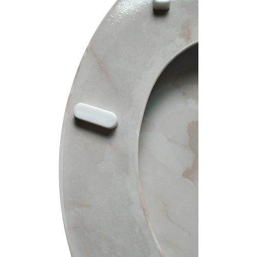 Dream Bath Heavy Duty Round Toilet Seat with non-slip seat and quick-attach easy install hardware, Marbleized Wood Beige( missing attachment mounting piece)
