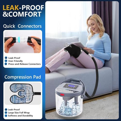 Cold Therapy Machine with Programmable Timer, Ice-Machine-for-Knee-After-Surgery, Knee Replacement Recovery Equipment, Cryotherapy Pain Relief w/Compression Pad for Shoulder, Ankle (Gray)