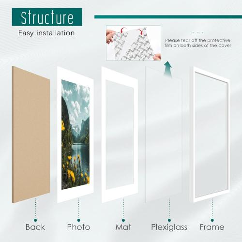Picrit 24x30 Picture Frame 3 Pack, White Poster Frame, Display Poster 18 x 24 with Mat or 24x30 without Mat for Horizontal or Vertical Wall Mounting