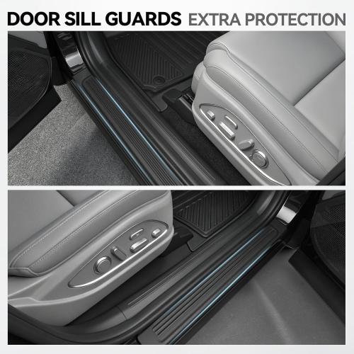 Floor Mats for 2018-2026 Jeep Wrangler 4XE 4 Doors(Not for JL or JK), Cargo Mat, All Weather TPE Cargo Liner Replacement Protection for Jeep Wrangler Accessories Door Sill Guards